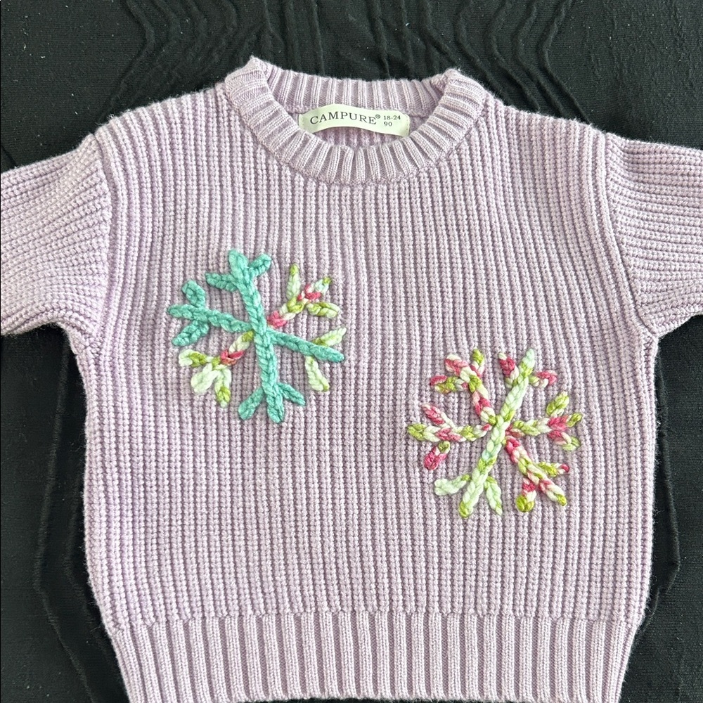 Campure Lilac Sweater with Embroidered Snowflakes